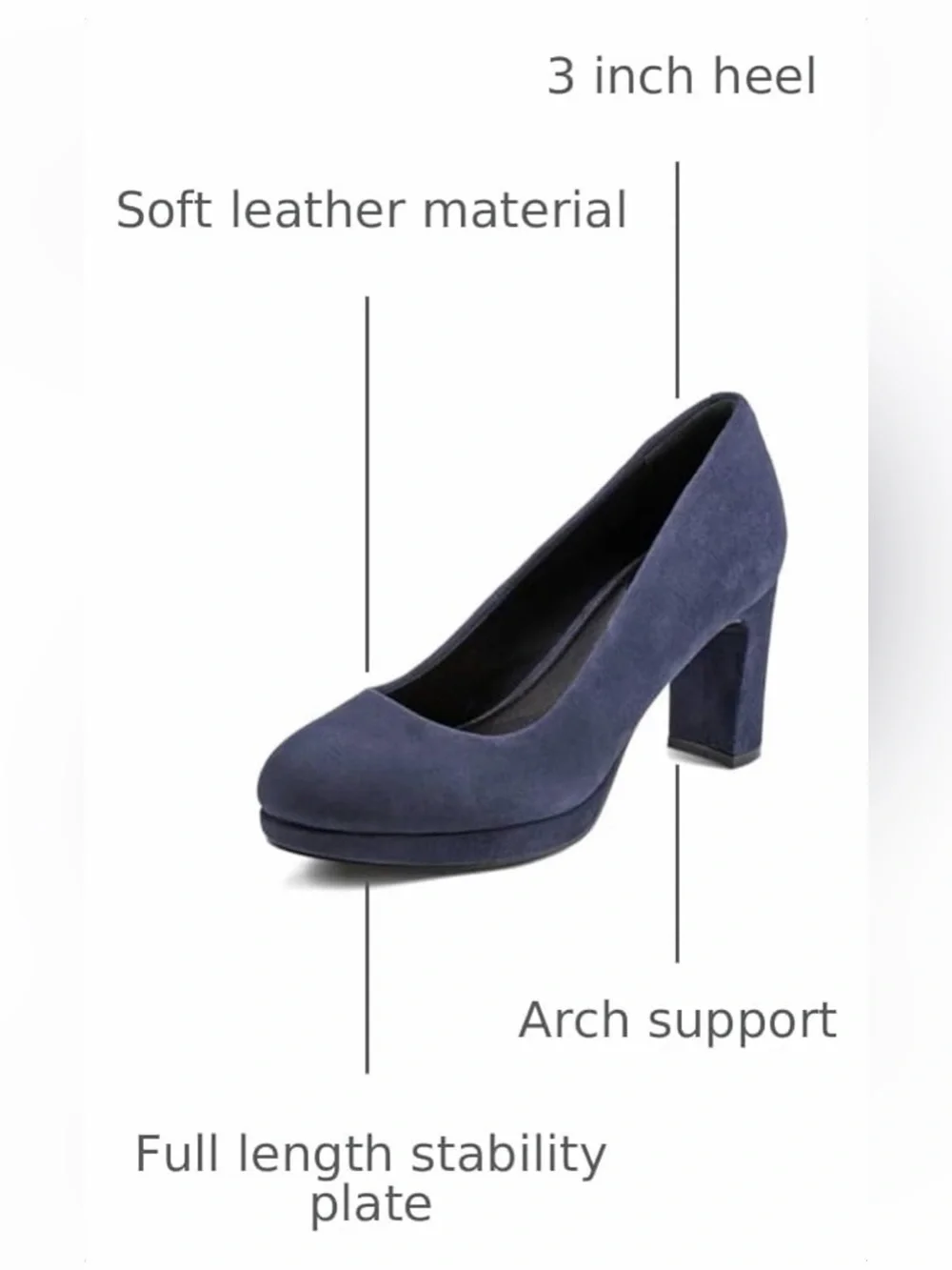 Rockport Dark Blue Suede Block Heel Pump